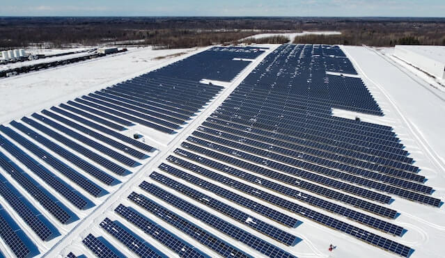 Solar panels at snow