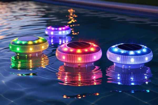 Floating solar pool lights
