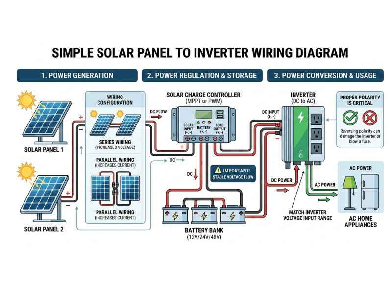 how to connect solar panel to inverter
