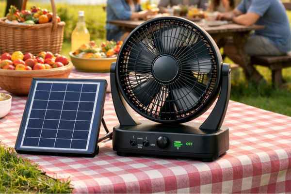 Solar rechargeable fan