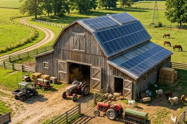 Solar powered fans for barns