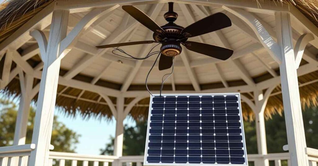Solar powered outdoor ceiling fans