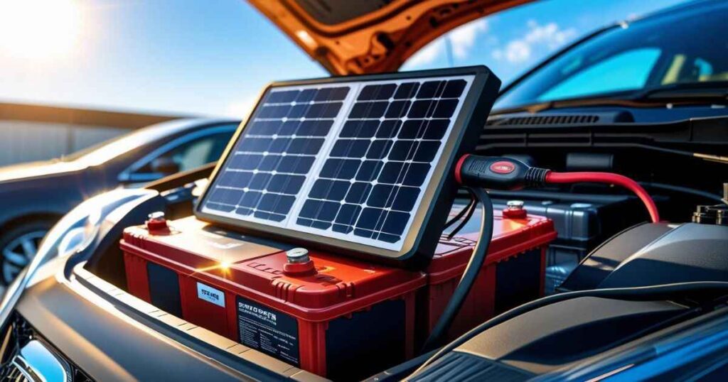 Solar powered car battery chargers