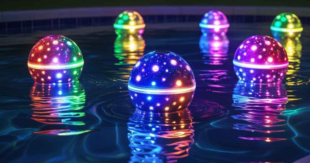Floating solar pool lights