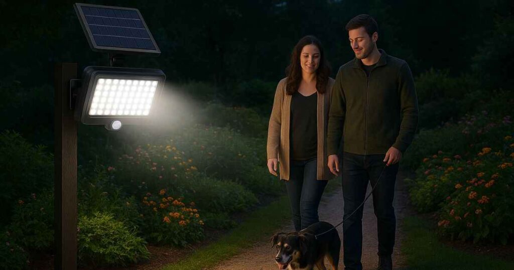 Motion detector solar powered lights