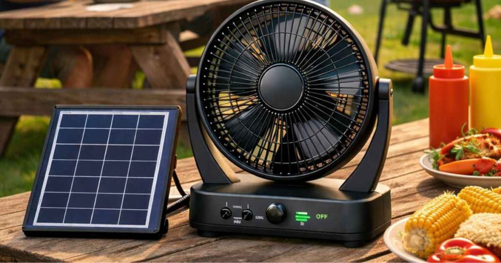 Solar rechargeable fan